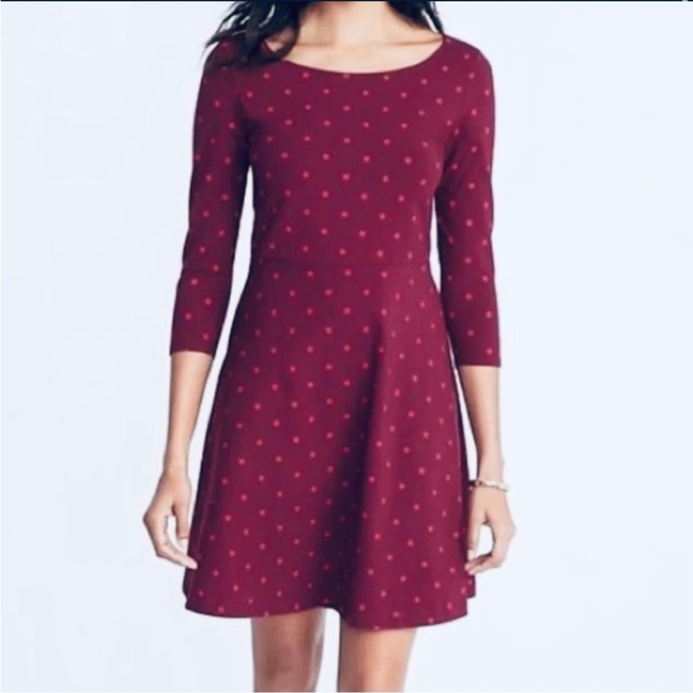 Elegant Burgundy Polka Dot Dress